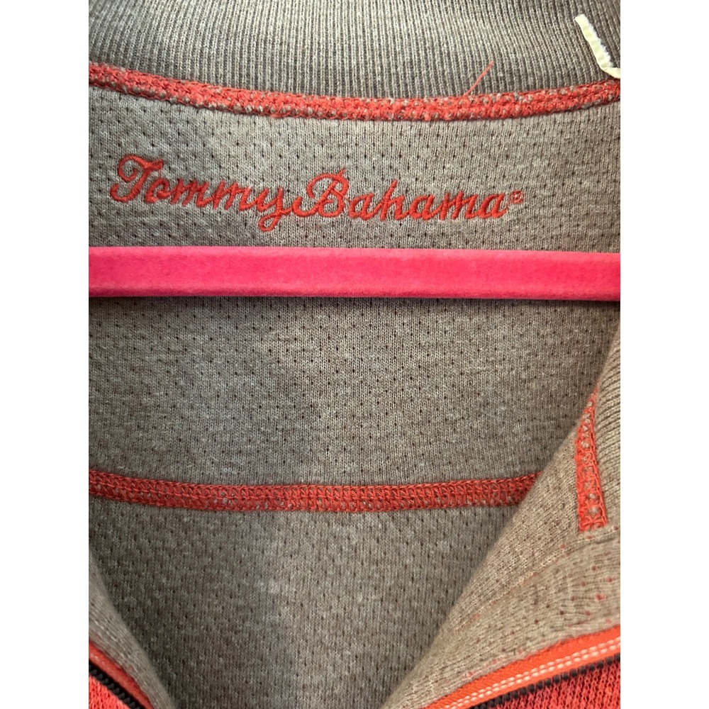 Tommy Bahama Mens Orange Red Quarter Zip Pullover Sweater T21172 XXL - Picture 3 of 8